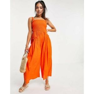ASOS DESIGN Shirred Elastic Back Jumpsuit - Size 6